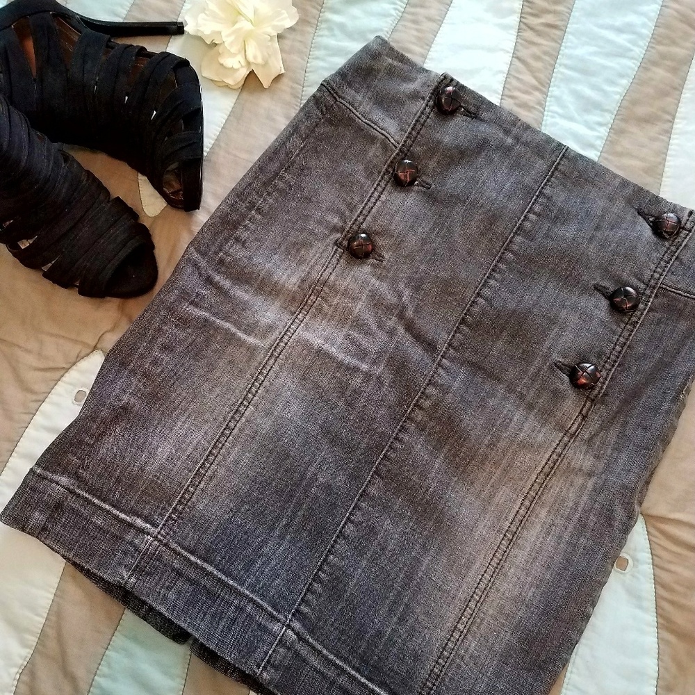 Free people high waisted denim  pencil skirt